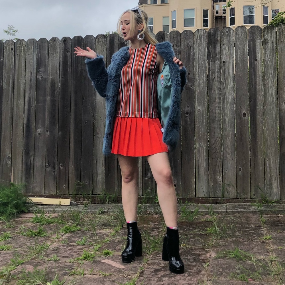 Vintage 60s 70s Pleated Mod Dress